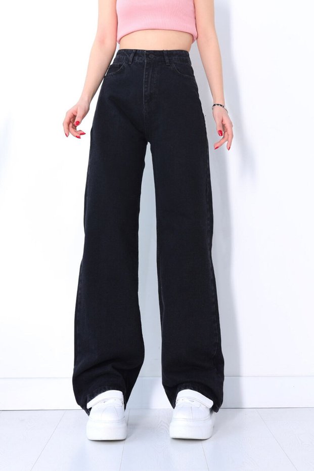 Blueva Trend (Love) Alaska 90's Black High Waist Boyfriend Wide Leg Loose Fit (New Jean)