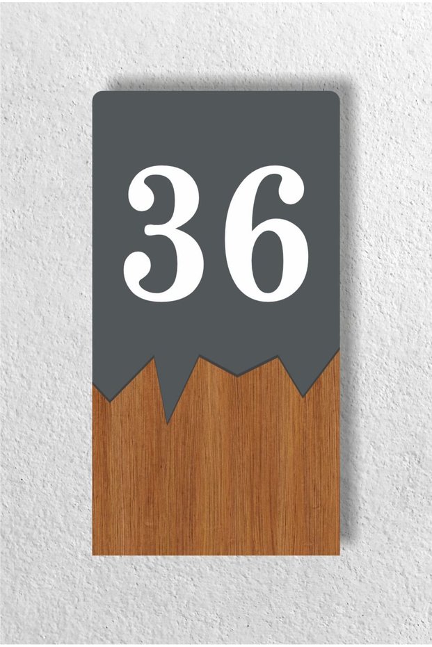 Vertical Metal Composite - Wooden Apartment - Apartment Hotel Office Door Number Anthracite - Door No36