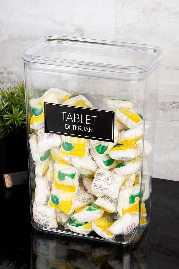 Tablet Deterjan Etiketli Deterjan Kutusu Saklama Kabı 3000ml Mika - 2