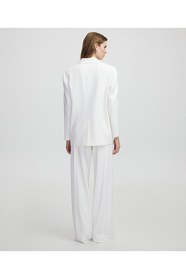 Triko şerit aplikeli blazer - 4