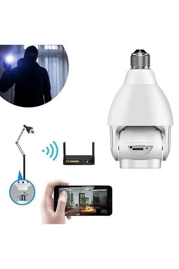 Buffer® Wifi 360 Panoramik Ampul Kamera Gece Görüş Ses Akıllı Hareket Algılayıcı - 8
