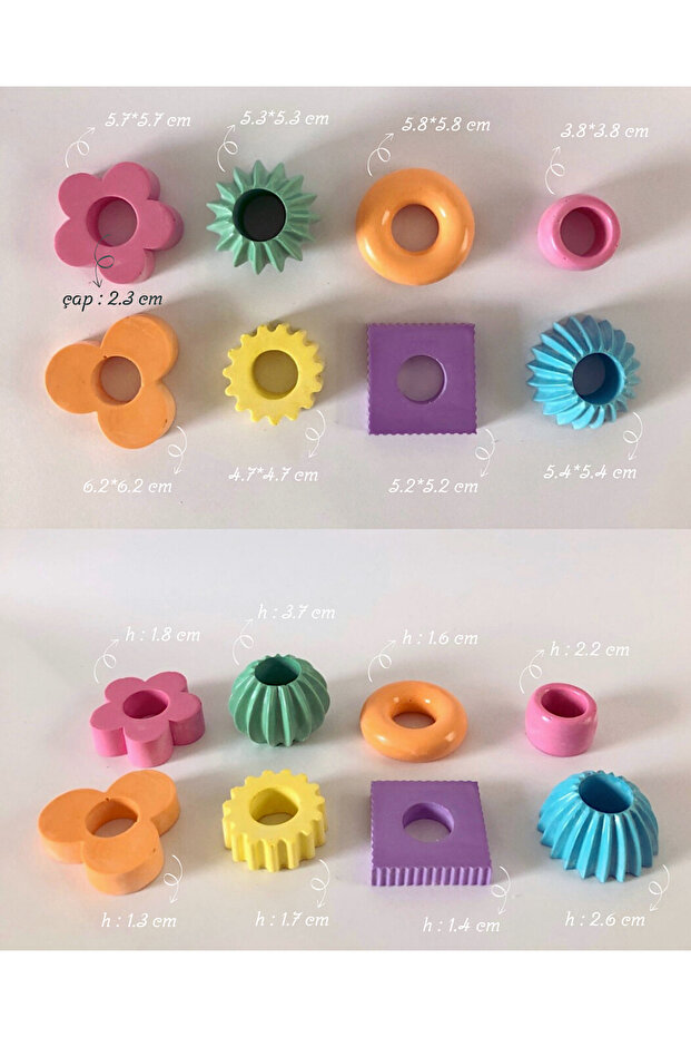 Studio Yabu - Katkat Renkli Şamdan Mumluk Set 8'li - 2