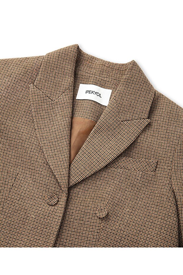 Mini ekose desen blazer - 4