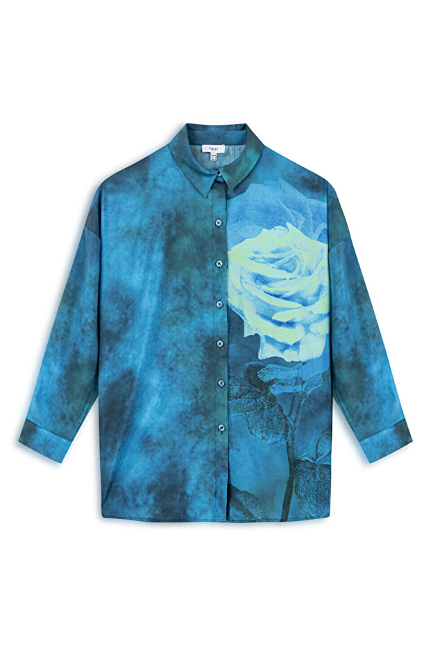 Görsel baskılı oversıze gömlek - 3