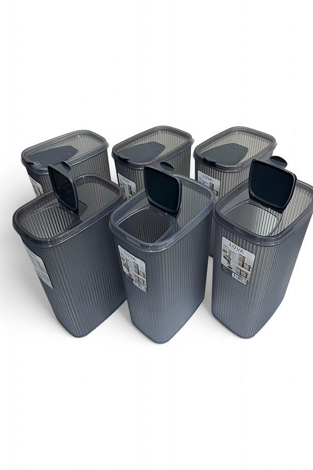 Erzak Saklama Kabı 4 lt, Antrasit, 6'lı Set - 6