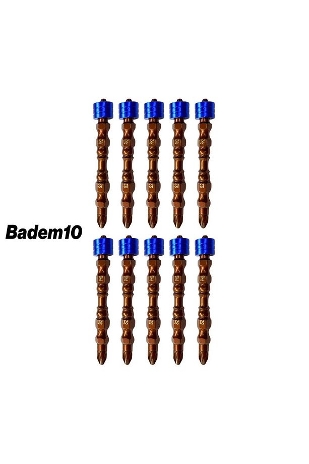 10 Adet (ÇİFT YÖNLÜ) Mıknatıslı Bits Uç Ph2 65 Mm Vida Yıldız Matkap Vidalama Ucu S2 Çeliği Çelik - 2