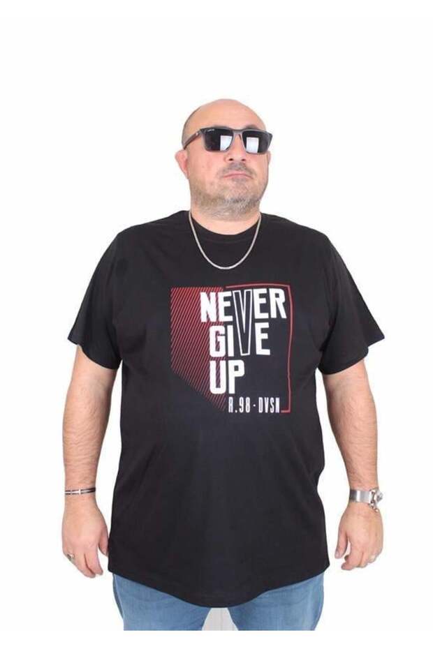 Big Size Men's Crew Neck T-Shirt Black 25165