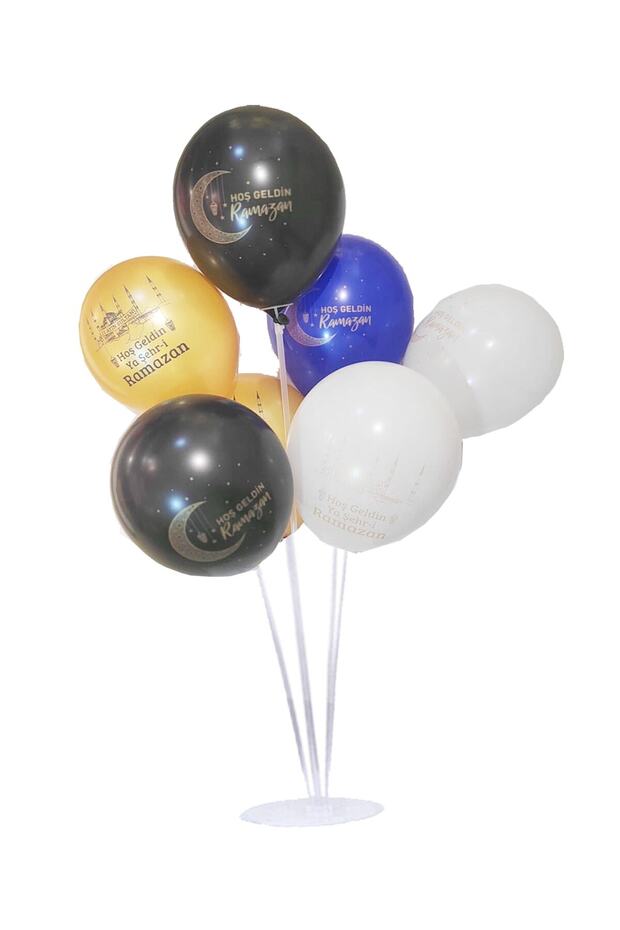 12 Adet Hoşgeldin Ramazan Baskılı Balon Dini Islami Ramazan Bayramı Renkli Balon Süs - 6
