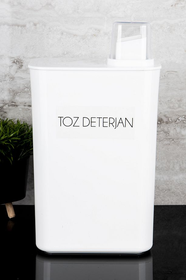 Kendinden Ölçekli Deterjan Kutusu Seti Toz Deterjan Etiketli Saklama Kutusu Deterjanlık 3000ml - 1