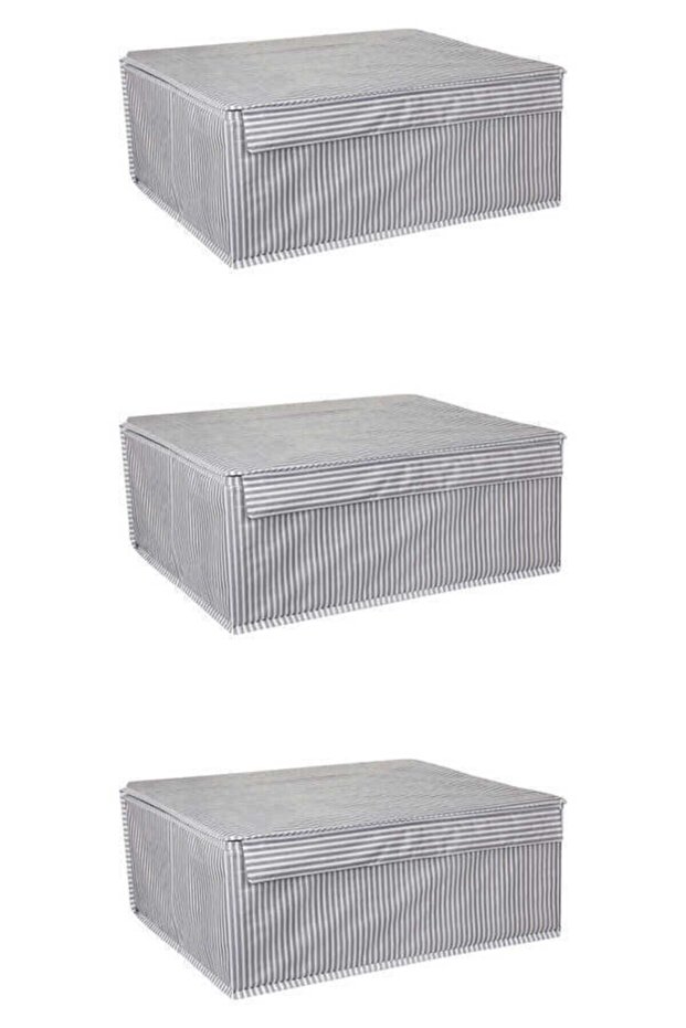 Gray 3-Piece Multi-Purpose Laundry Storage Organizing Bin with Lid, Box Base 50X40X19 Gray - Gray 40 X 50