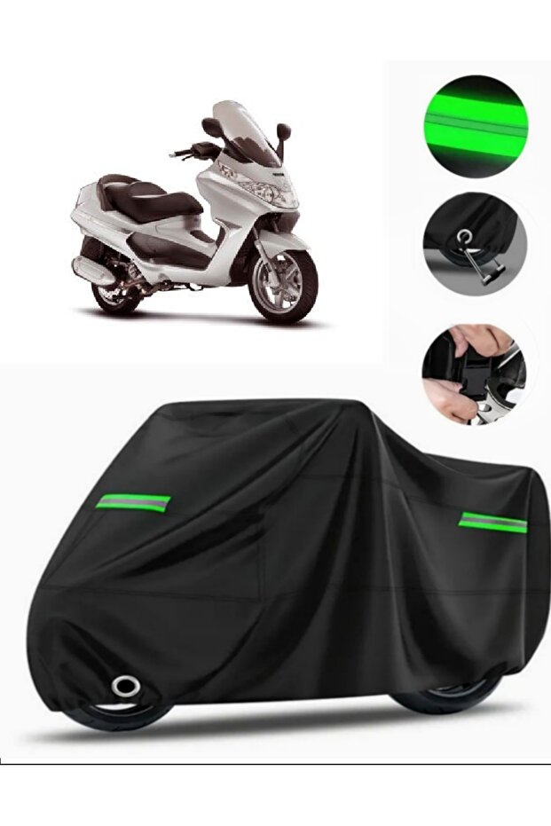 Piaggio X8 250 Premium (Lock Compatible) Compatible Motorcycle Tarpaulin Premium (Lock Compatible) - Black