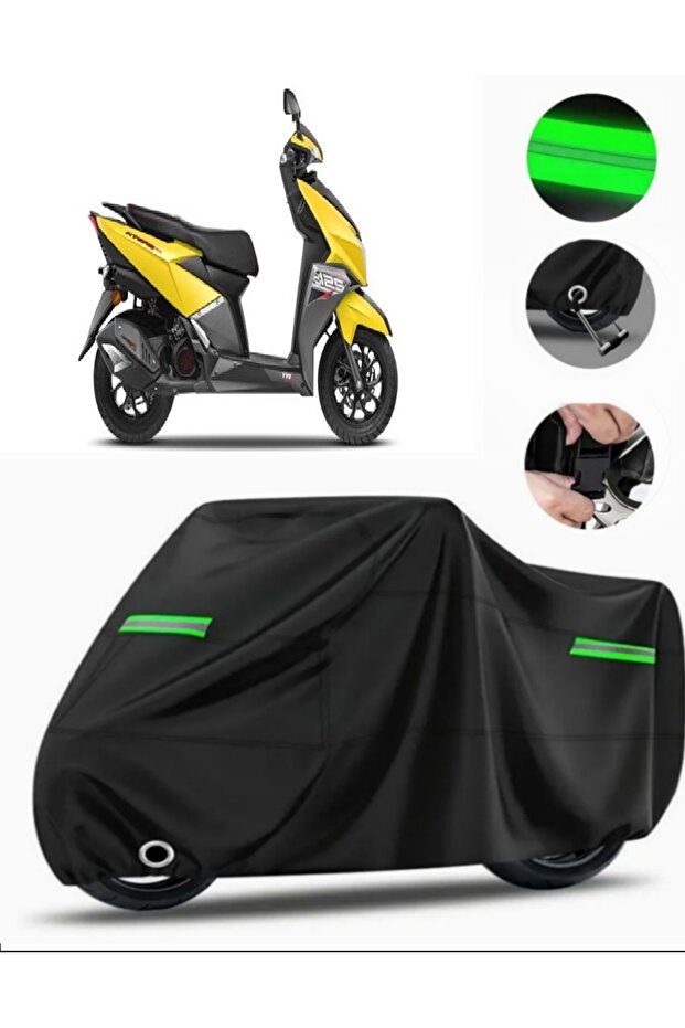 Tvs Ntorq 125 Compatible Motorcycle Tarpaulin Premium (Lock Compatible) - Black - Mpro9002