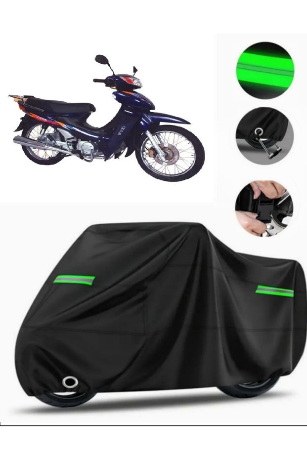 Mondial 110 ft Compatible Motorcycle Tarpaulin Premium (Lock Compatible)- Black - Mpro9002