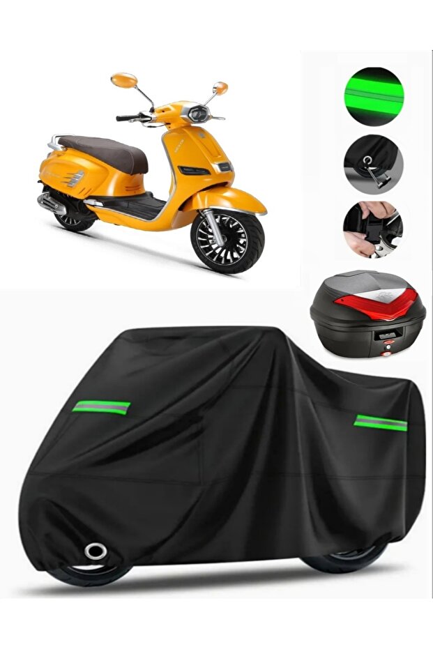 Rks Premium (Lock Compatible) 125 Rear Bag Compatible Motorcycle Tarpaulin Premium (Lock Compatible)-Black