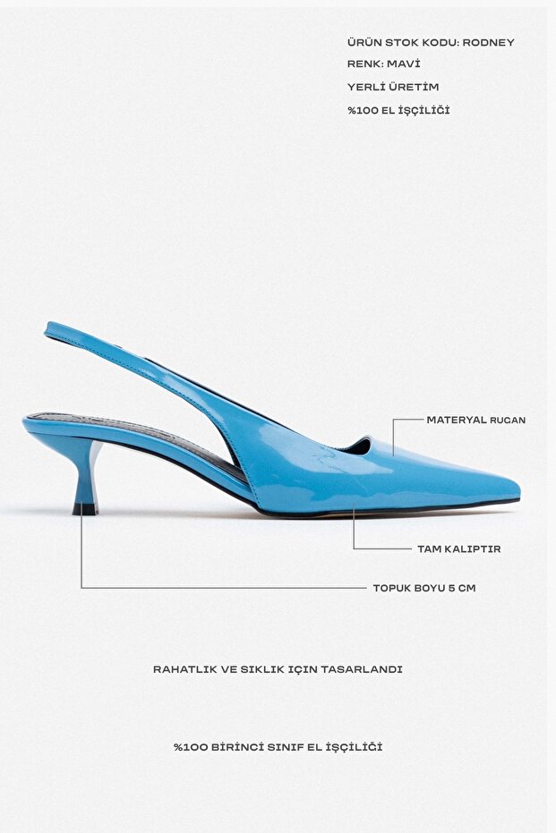 Rodney kék lakkbőr női sarkú cipő gumival - 3