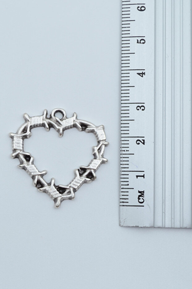 Dikenli Kalp Gümüş Kaplama Deri İp Kolye - 3