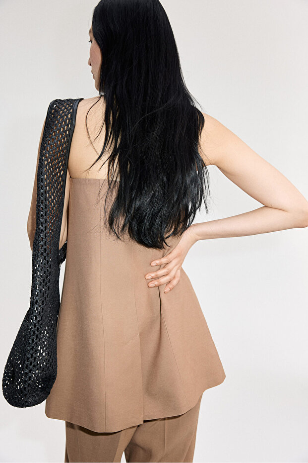 Önü Düğmeli Bandeau Üst - 3