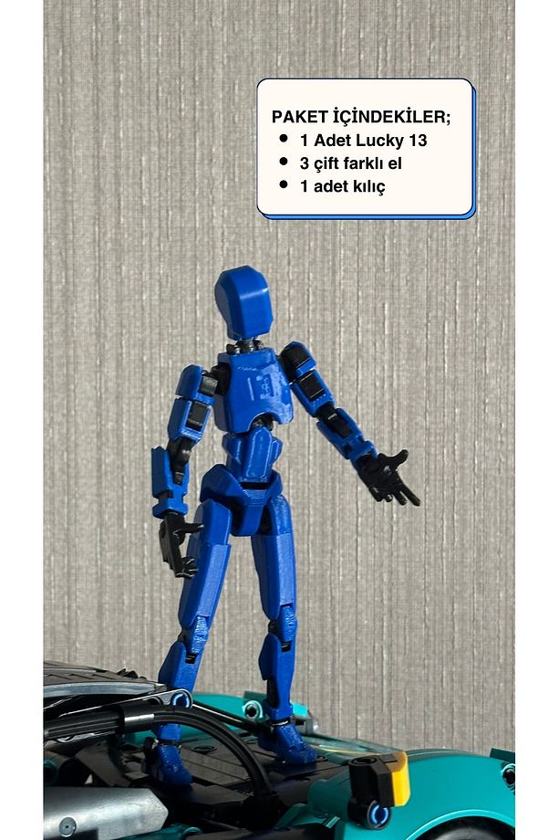Lucky 13 Oynar Eklemli Robot Figür Oyuncak - Titan 13 - Dummy 1 Adet Mavi Siyah 14cm - 1
