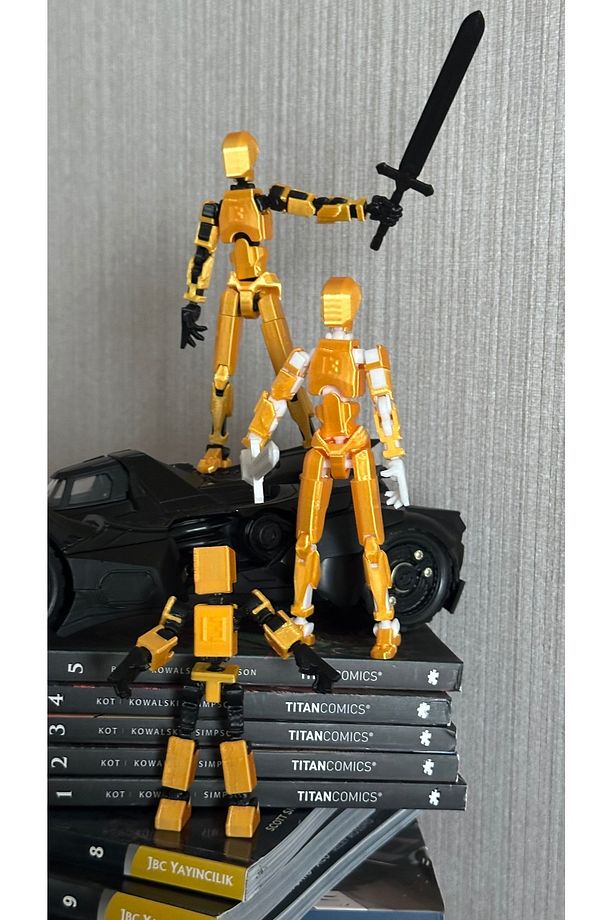 Oynar Eklemli Robot Figür Oyuncak Altın 5'li Set(kılıç,dummy,mini) - 2