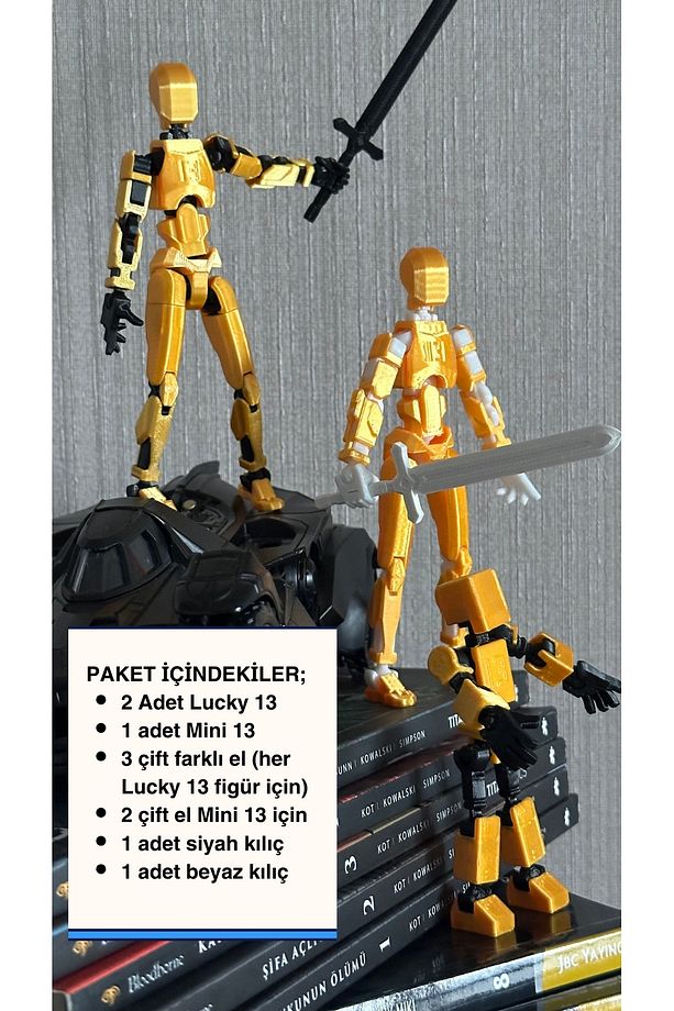 Oynar Eklemli Robot Figür Oyuncak Altın 5'li Set(kılıç,dummy,mini) - 1