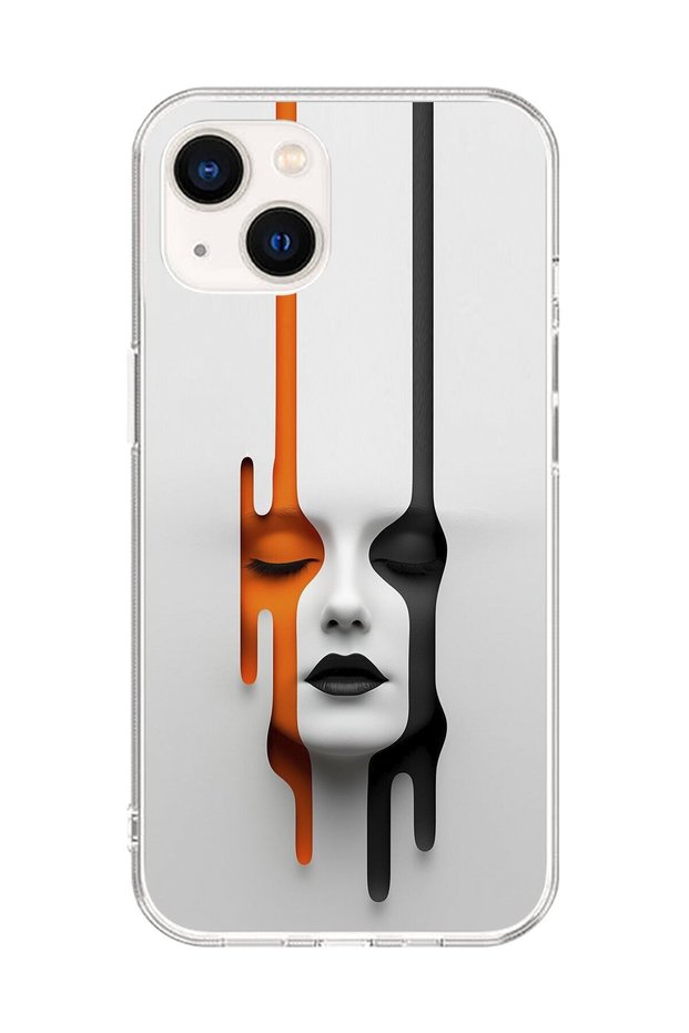 حافظة شفافة متوافقة مع هاتف iPhone 15 Plus مع تصميم جمالي للوجه