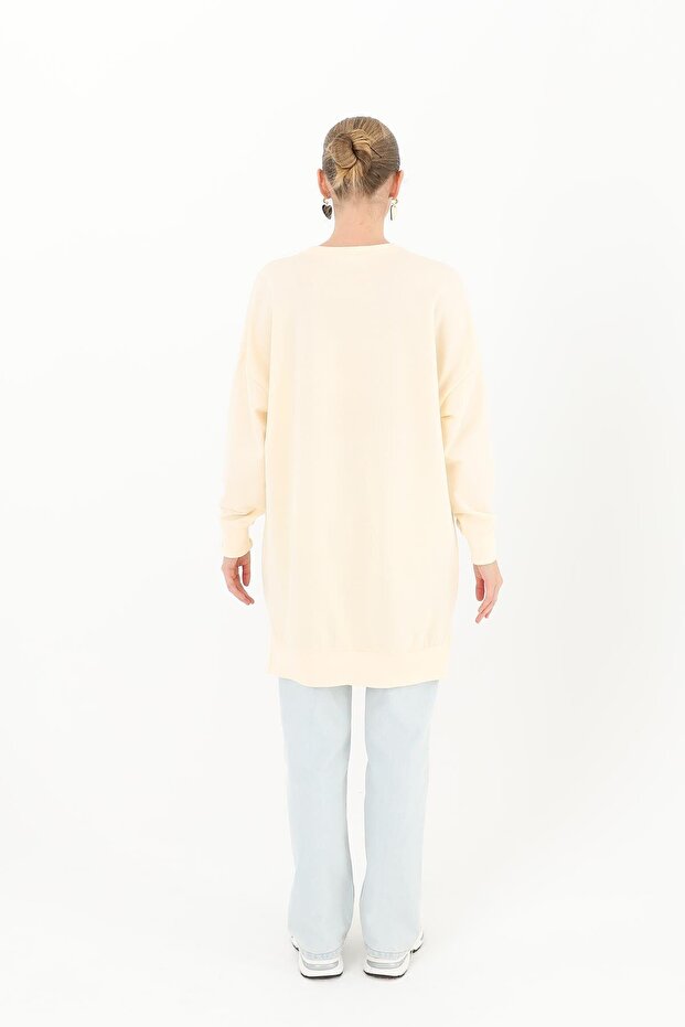 Two Thread Solid Color Ribbed Sweatshirt 30644 - 4