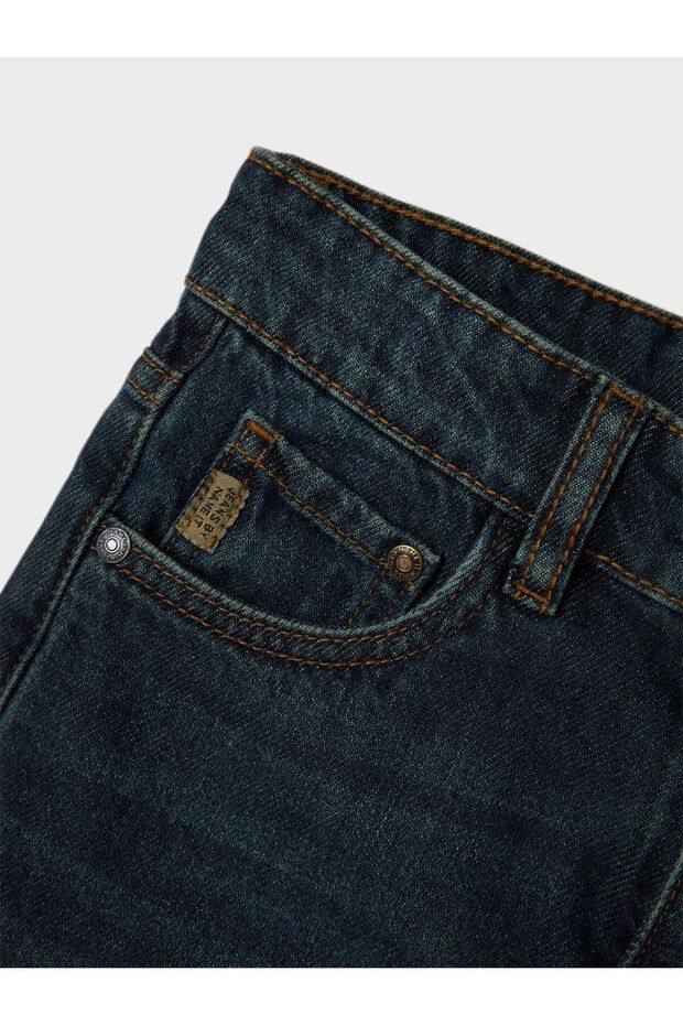 Jeans Vintage Dark Blue Denim Erkek - 5