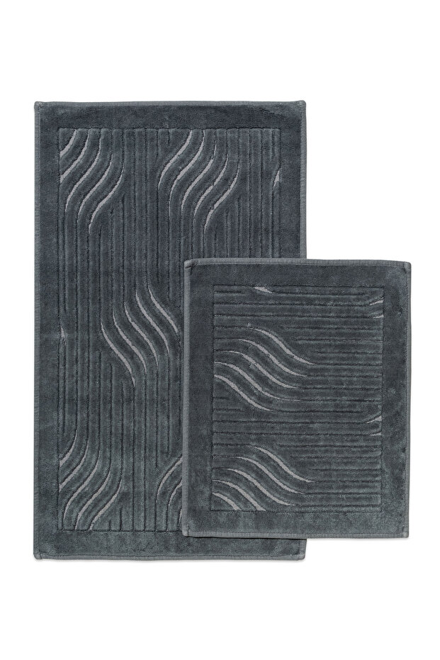 Yelpaze Desenli 2'li Banyo Paspas Seti - %100 Pamuk - 1