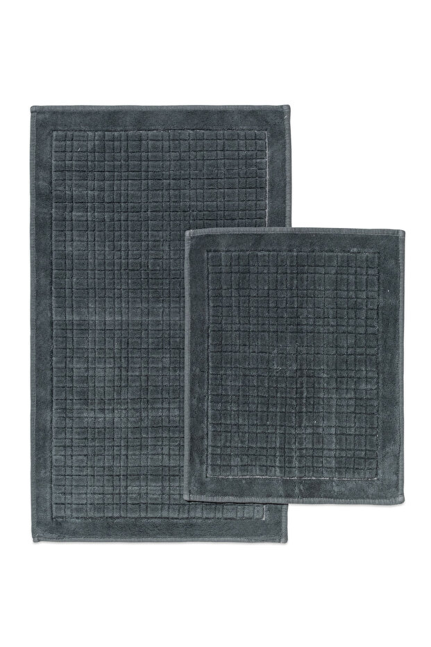 Ekose Desenli 2'li Banyo Paspas Seti - %100 Pamuk - 1