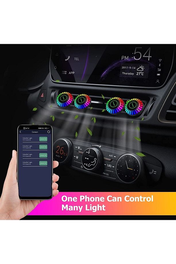 2 Adet Araç Içi Rgb Bluetoothlu Sese Duyarlı Ekolayzer Led Işık ( Havalandırmaya Takılır ) - 5