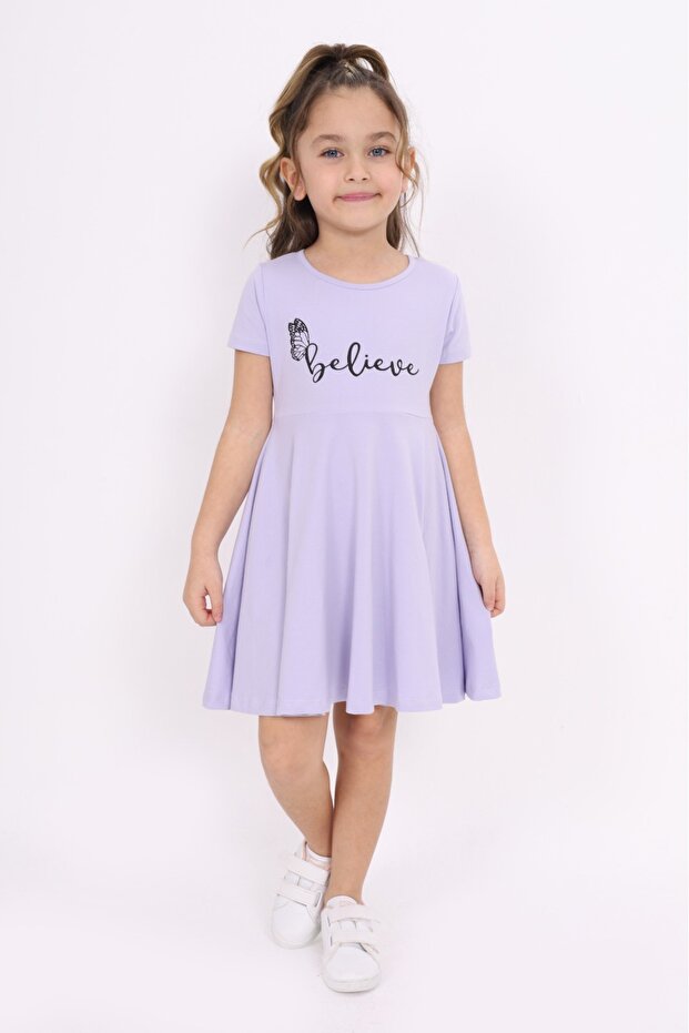 Girl's Believe Printed Dress