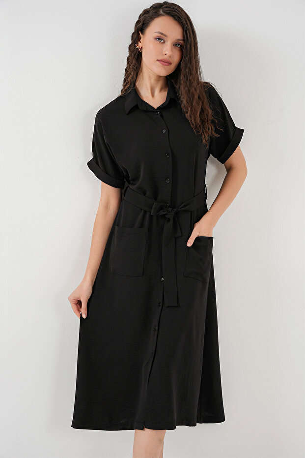 Women's Short Sleeve Dress 2214 - Black