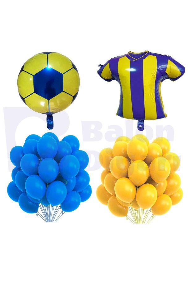 Yellow Navy Blue Fan Themed Balloon Set 10 Pieces Yellow 10 Pieces Navy Blue Jersey and Ball