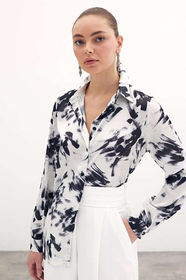 قميص كلاسيكي منقوش - أسود - 4