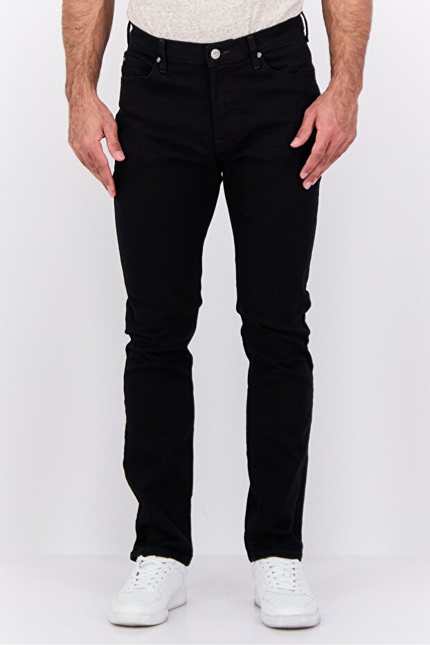 بنطلون جينز رجالي ضيق قابل للتمدد، أسود - 1