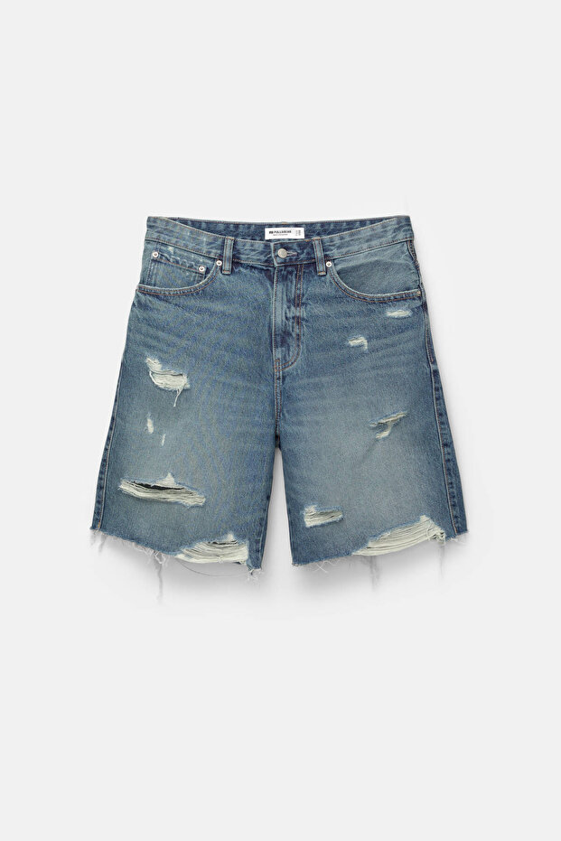 Distressed denim bermuda - 6