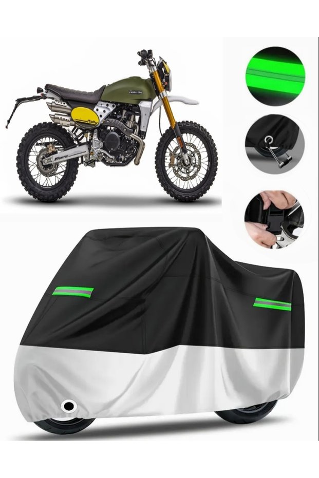 Caballero 500 Rally Rear Bag Compatible Premium Motorcycle Tarpaulin (Lock Compatible) Black-Gray