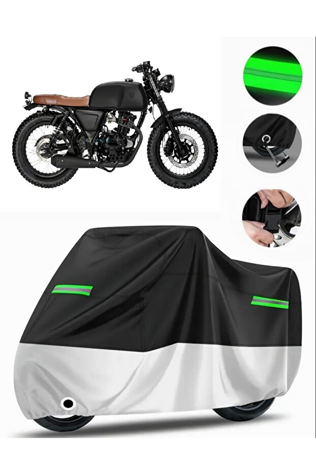 Mutt Gt Sr 125 Rear Bag Compatible Motorcycle Tarpaulin Premium (Lock Compatible)-Black