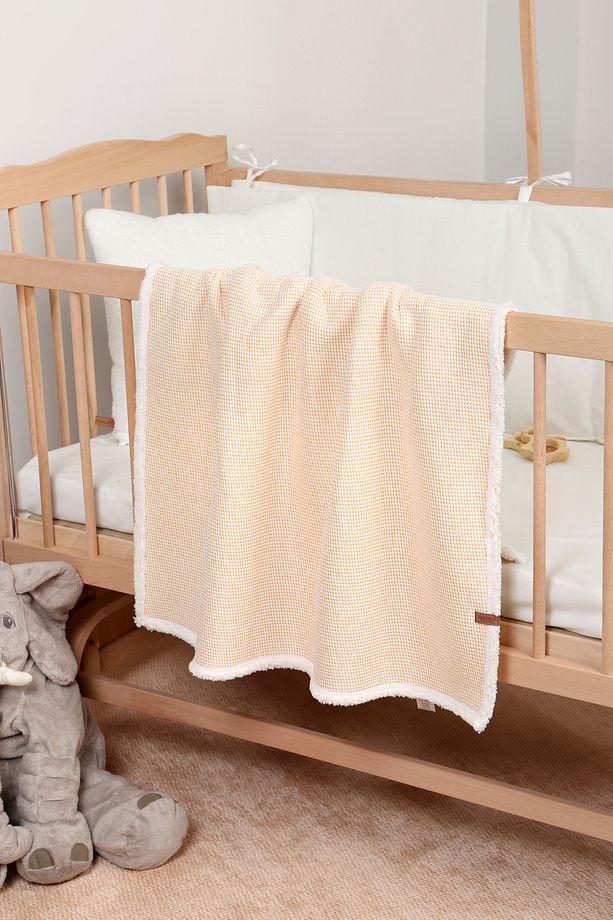 Pouf Bebek Çocuk Battaniyesi 80x100 Cm Koyun Tüyü Battaniye Alize Sarı - 1