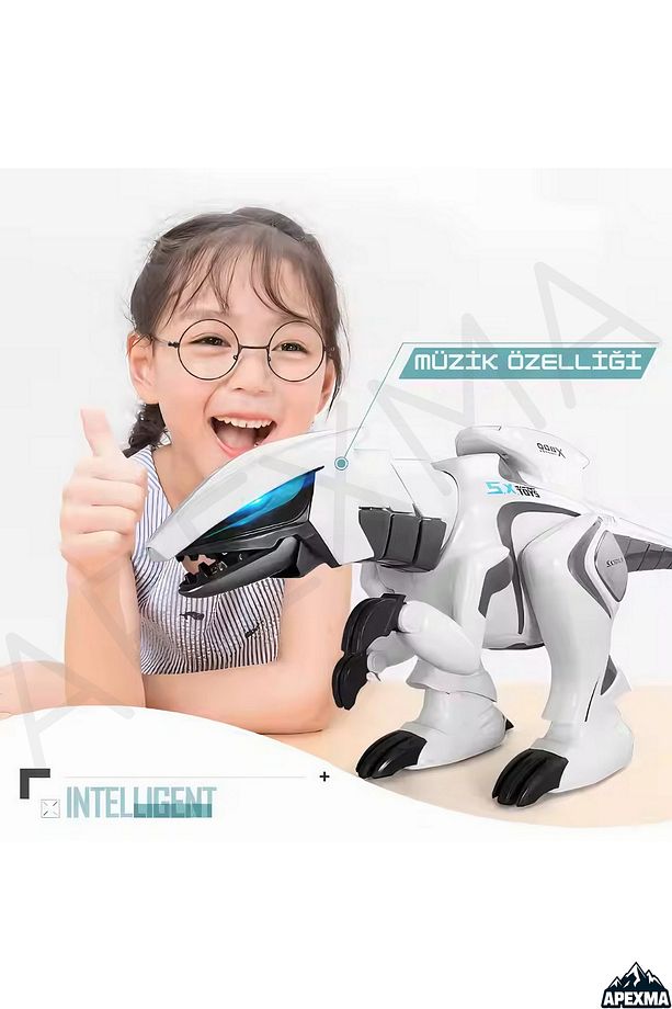 Oyuncak Uzaktan Kumandalı 13 Fonksiyonlu Dokunma Sensörlü Etkileşimli Işıklı Müzikli Robot Dinozor - 7