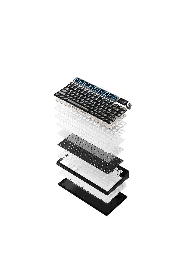 KT84-B84W Tri-Mode Gateron White Switch LCD RGB Siyah İngilizce Gaming Klavye - 4