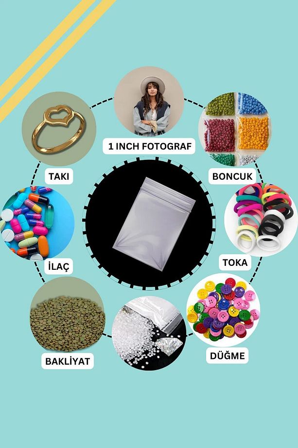 100 Adet 8x15 Cm Kendinden Yapışkanlı Açılıp Kapanabilir Şeker Kurabiye Şeffaf Plastik Poşet Torba - 3