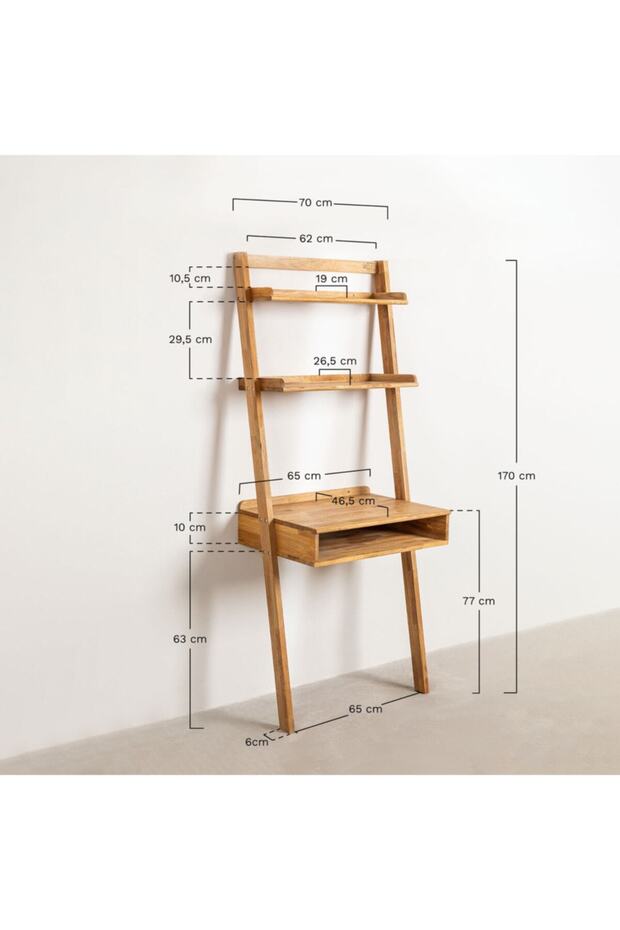 Raflı Ahşap Vestern Tarzı Çalışma Masası Açık Kahve - 2
