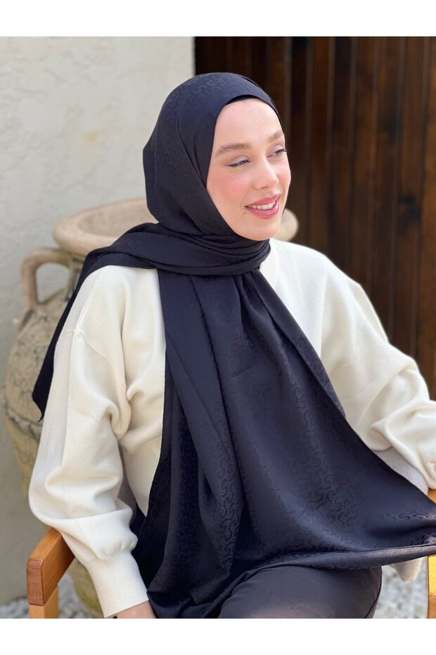 شال بنمط محبوك من سلسلة جاكار حريري