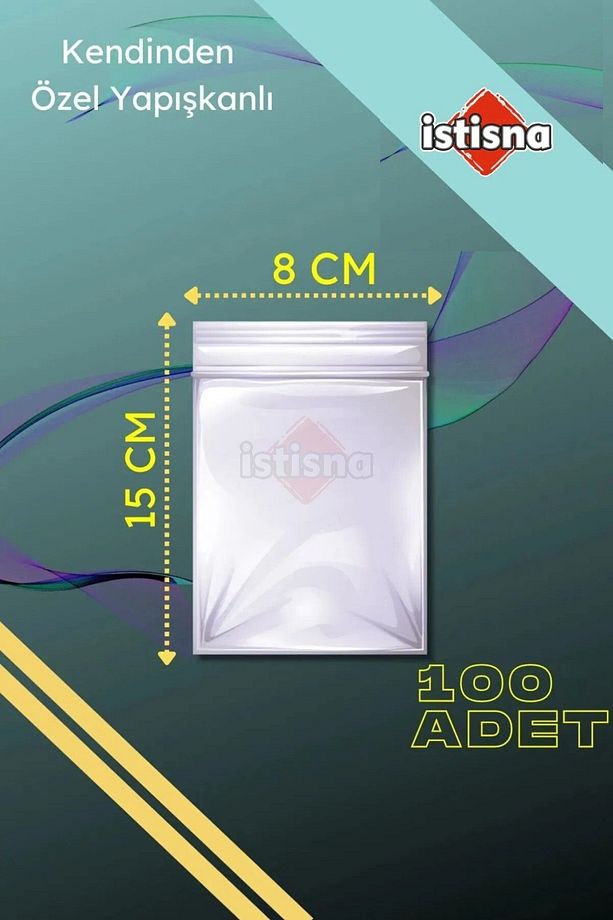 100 Adet 8x15 Cm Kendinden Yapışkanlı Açılıp Kapanabilir Şeker Kurabiye Şeffaf Plastik Poşet Torba - 1