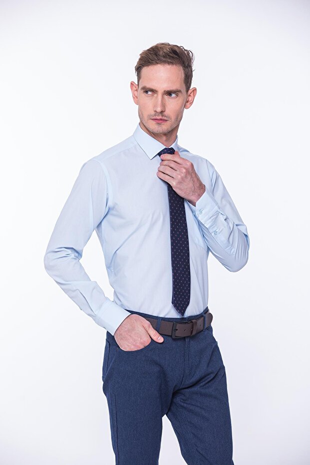 Classic Long Sleeve Terry Cotton Gift Boxed Men's Shirt Fs-001367 - Light Blue