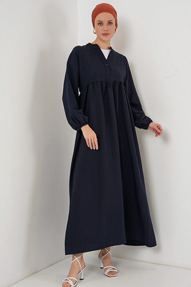 Women's Long Hijab Dress 2525 - Navy Blue