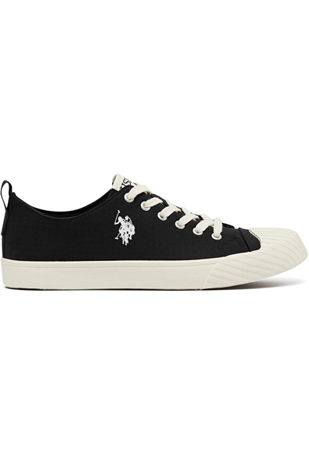 Men's Black Low-Top Canvas Sneakers - Iconic Branding for a Clean Look