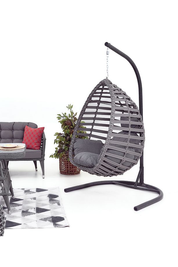Linda Rattan Bahçe Balkon Oturma Grubu (3 1 1 MASA 2 PUF) Salıncak - 4