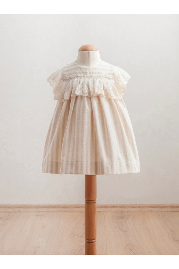 Limi Baby Girl & Child Soft Textured Tulle Detailed Lined Linen Dress